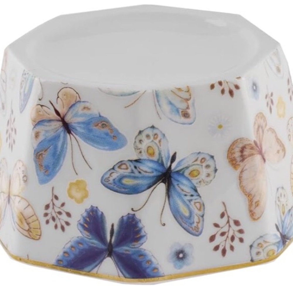 Ceramic paper clip or pin holder with butterflies and gold trim NWT - Picture 2 of 6